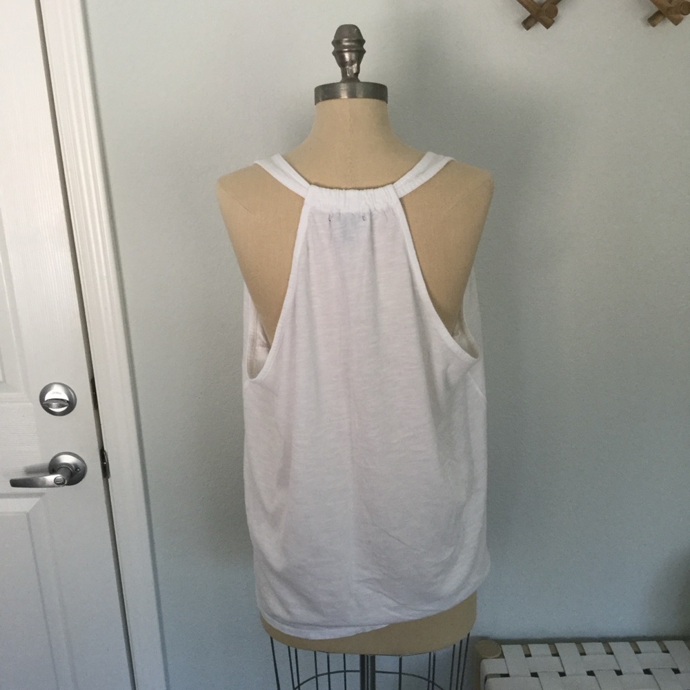 Gap Women’s White Slub Knit High-Neck Racerback Tank Top XXL
